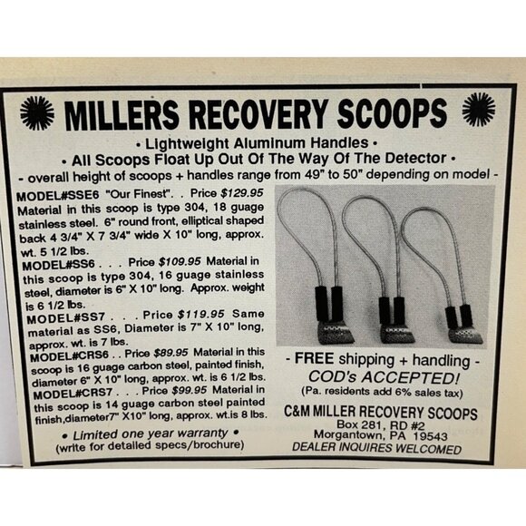 C&M Millers Recovery Scoops Print Ad Vintage 80s Metal Detecting Morgantown PA - Picture 6 of 6